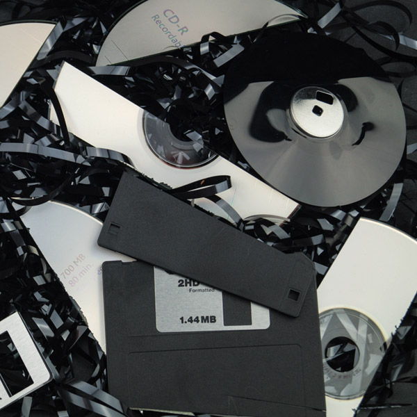 shredded electronics and hard drives discs